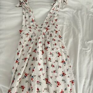 Forever 21 White Dress with Red Floral Pattern